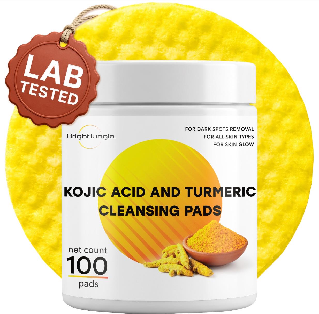 BrightJungle Kojic Acid and Turmeric Cleansing Pads - 100 pads